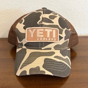 YETI Brown and Tan Camouflage Snap Back Mesh Trucker Hat